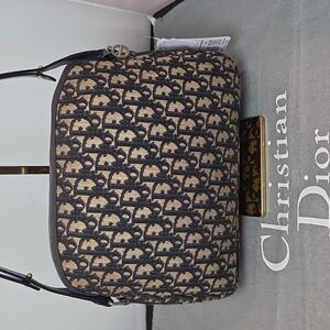 Dior 1970's Collectable  Adjustable shoulder strap Oblique monogram canvas bag